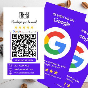 Google Reviews Business Review Us Violet QR Code Card