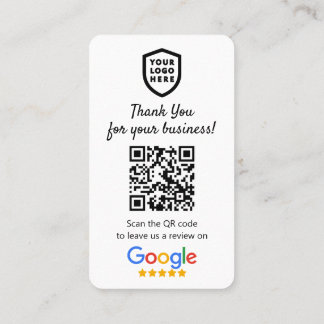 Google Reviews | Business Review Us White QR Code Business Card