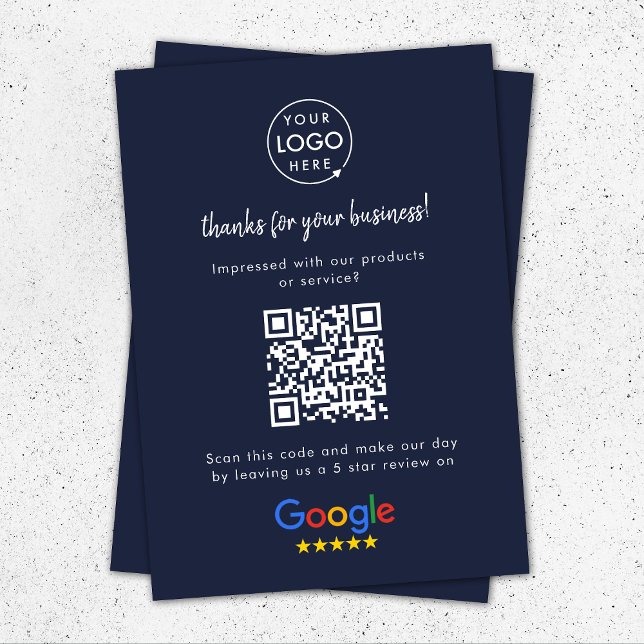 Google Reviews Enclosure Card | QR Code Insert (Google Review interactive QR code enclosure cards branded with your company logo.)