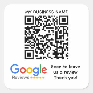 GOOGLE REVIEWS QR code Custom Branded Square Sticker