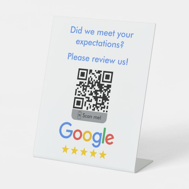 Google Reviews QR Code Pedestal Sign (Front)