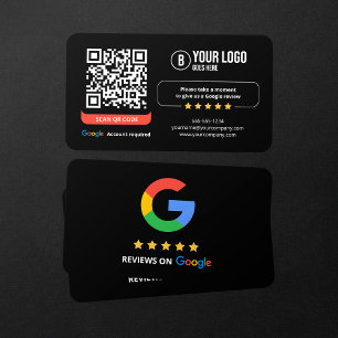 Google Reviews QR Code Rate My Business 5 Star Business Card