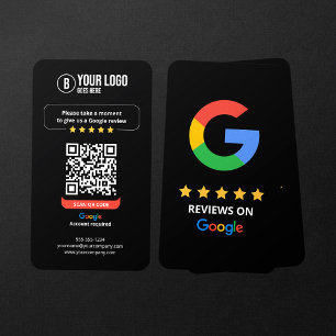 Google Reviews QR Code Rate My Business 5 Star Card