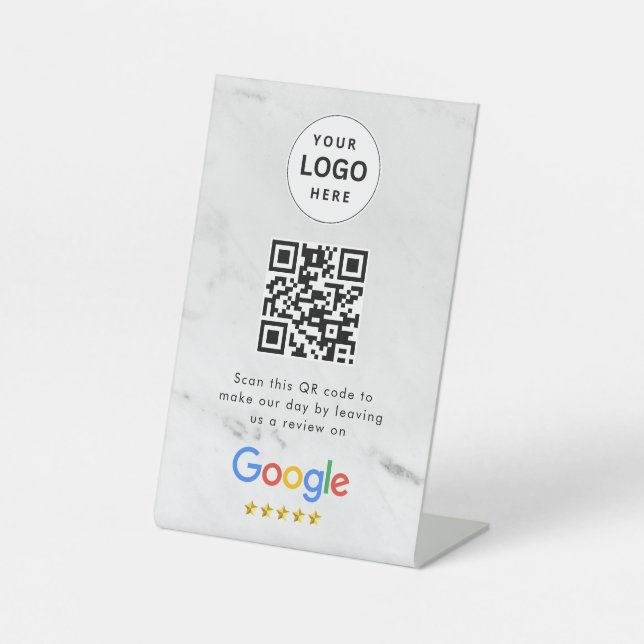 Google reviews qr code tabletop sign (Front)