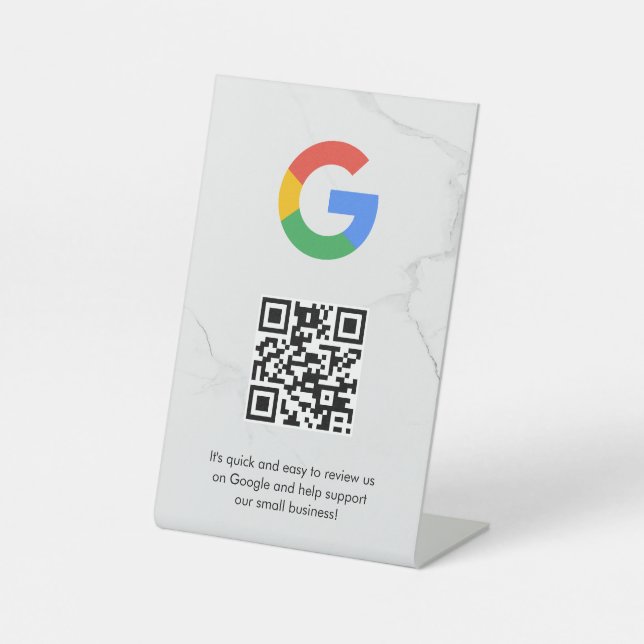 Google reviews qr code tabletop sign (Front)