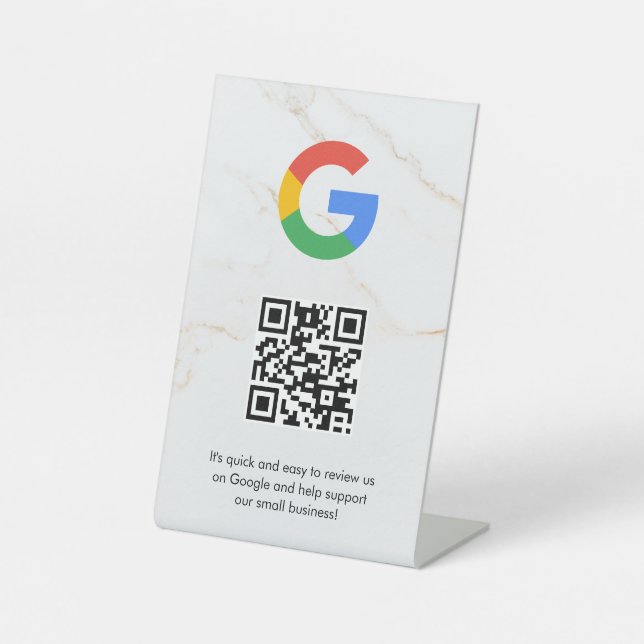 Google reviews qr code tabletop sign (Front)