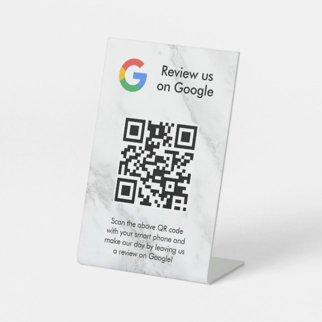 Google reviews qr code tabletop sign (Front)