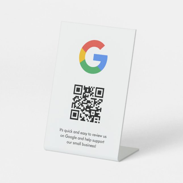 Google reviews qr code tabletop sign (Front)