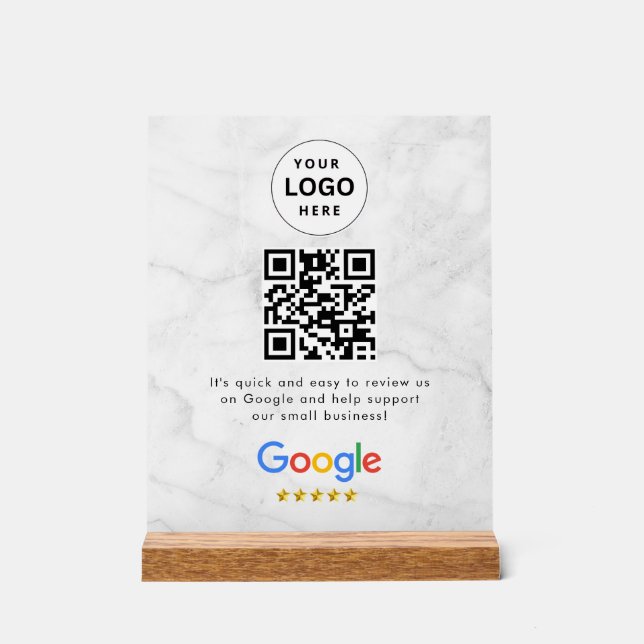 Google reviews qr code tabletop sign (Front)