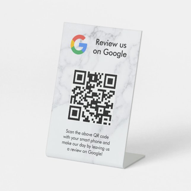 Google reviews qr code tabletop sign (Front)