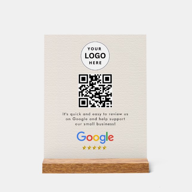Google reviews qr code tabletop sign (Front)
