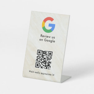 Google reviews qr code tabletop sign