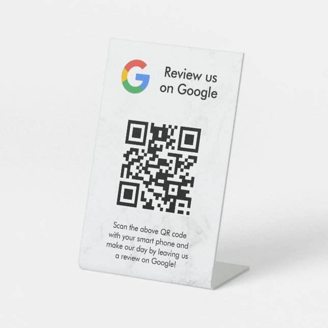 Google reviews qr code tabletop sign (Front)