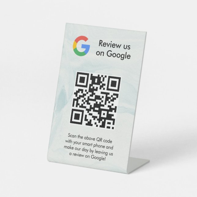 Google reviews qr code tabletop sign (Front)