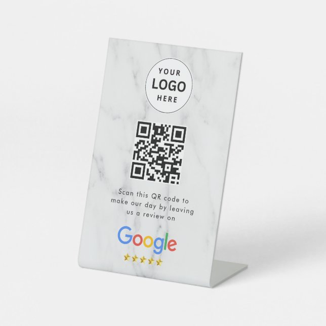 Google reviews qr code tabletop sign (Front)