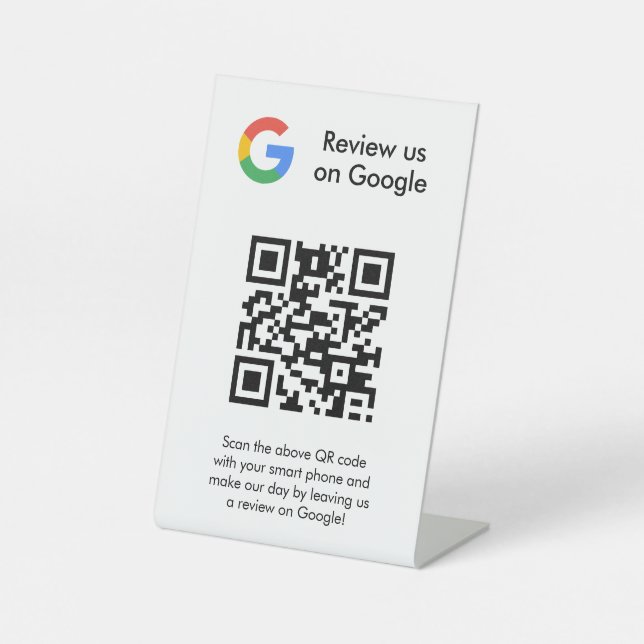 Google reviews qr code tabletop sign (Front)