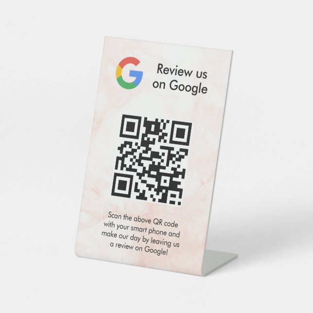 Google reviews qr code tabletop sign (Front)
