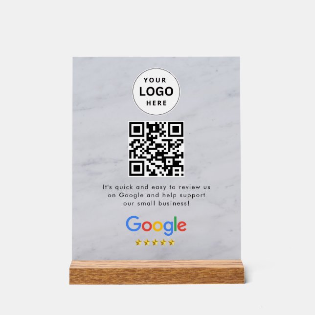 Google reviews qr code tabletop sign (Front)