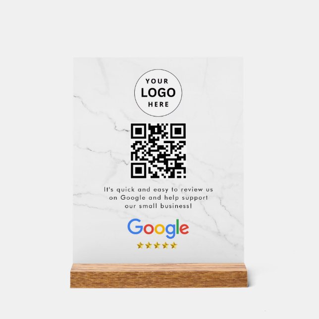 Google reviews qr code tabletop sign (Front)