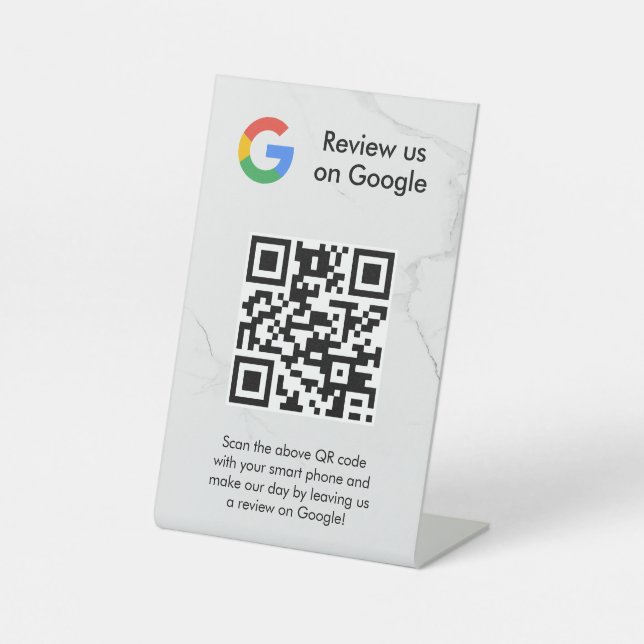 Google reviews qr code tabletop sign (Front)