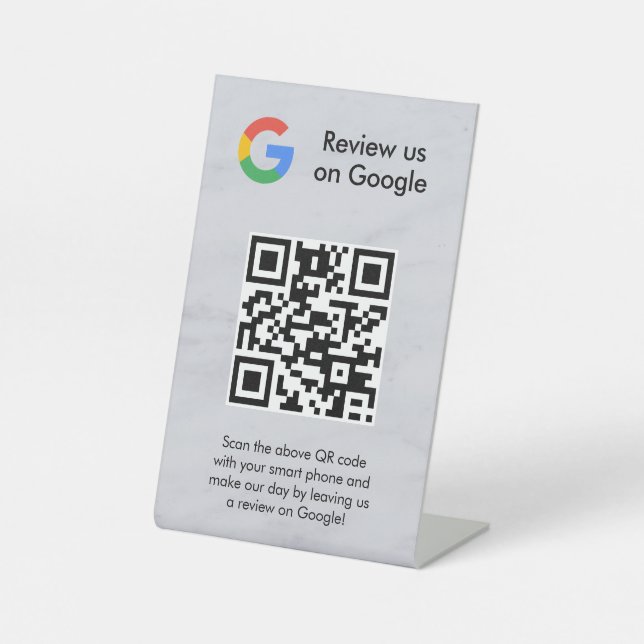 Google reviews qr code tabletop sign (Front)