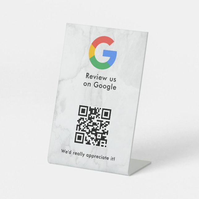 Google reviews qr code tabletop sign (Front)