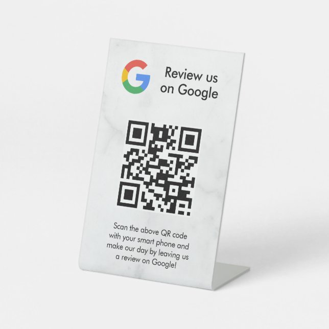 Google reviews qr code tabletop sign (Front)