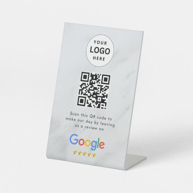 Google reviews qr code tabletop sign (Front)