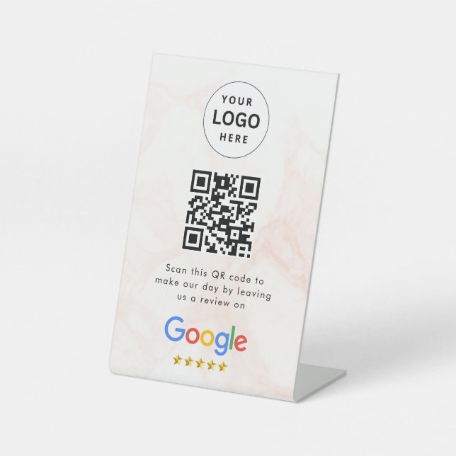 Google reviews qr code tabletop sign (Front)