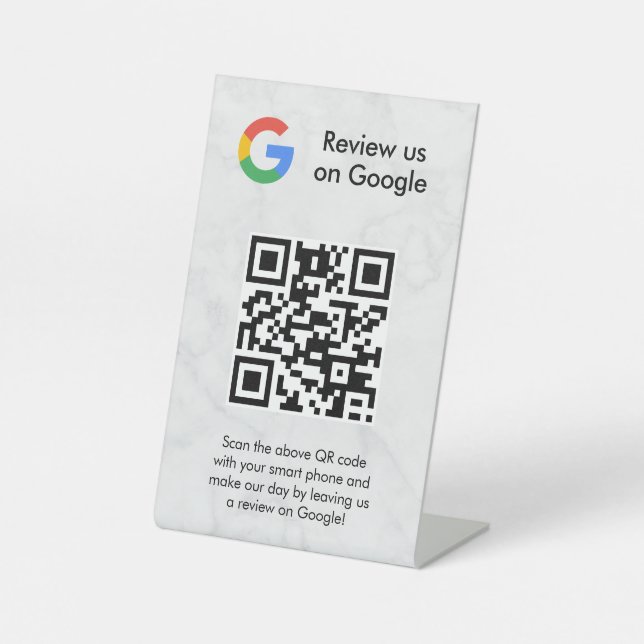 Google reviews qr code tabletop sign (Front)