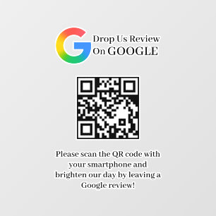 Google Reviews QR Code Window Cling Decal