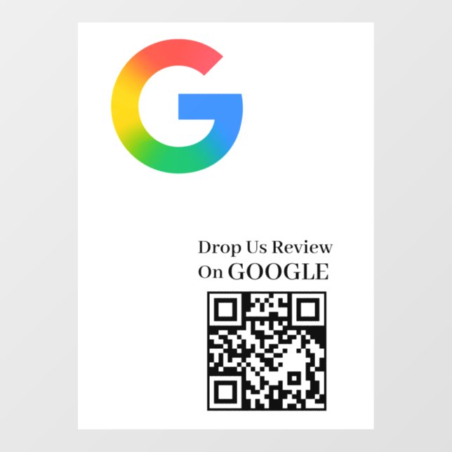 Google Reviews QR Code Window Cling Vinyl Decal (Sheet)