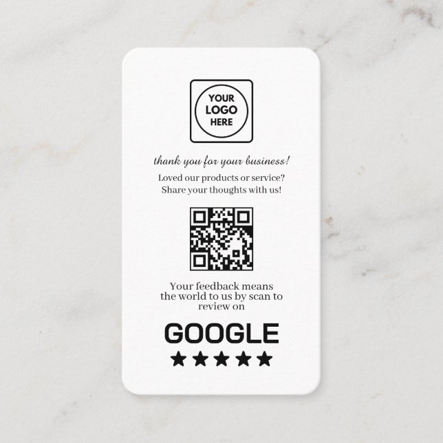 Google Reviews QR | Custom Business Feedback Link Card (Front)