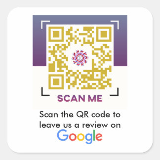 Google Reviews Request With QR Code Square Sticker