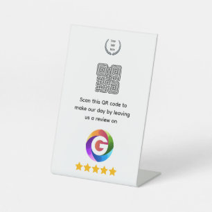 Google Reviews Tabletop Sign QR Code Pedestal