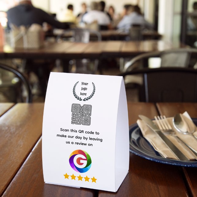 Google Reviews Tabletop Sign | QR Code Pedestal (Insitu(Restaurant))