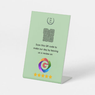 Google Reviews Tabletop Sign QR Code Pedestal