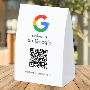 Google Reviews Tabletop Sign   QR Code Pedestal