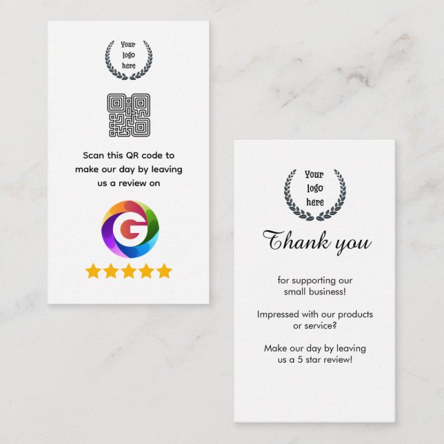 Google Reviews Tabletop Sign | QR Code Pedestal Enclosure Card (Front/Back)