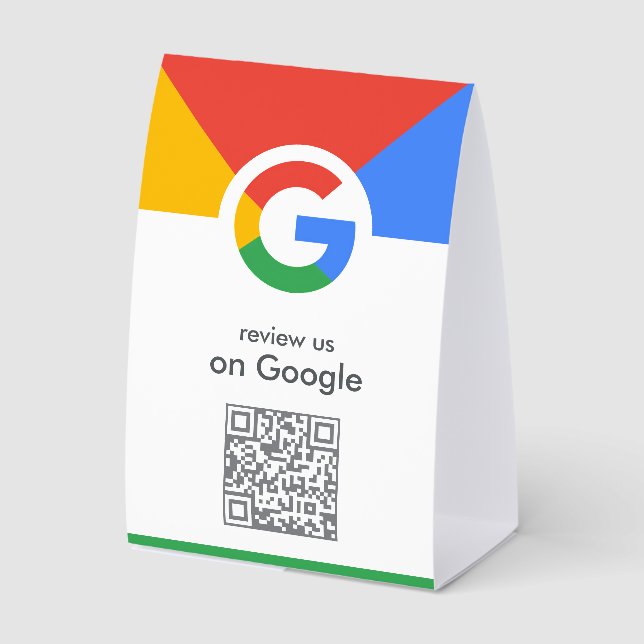 Google Reviews Tabletop Sign | QR Code Table Tent (Front)