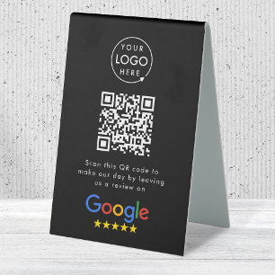Google Reviews Tabletop Sign QR Code Table Tent
