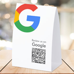 Google Reviews Tabletop Sign QR Code Table Tent