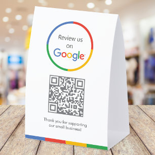 Google Reviews Tabletop Sign   QR Code Table Tent