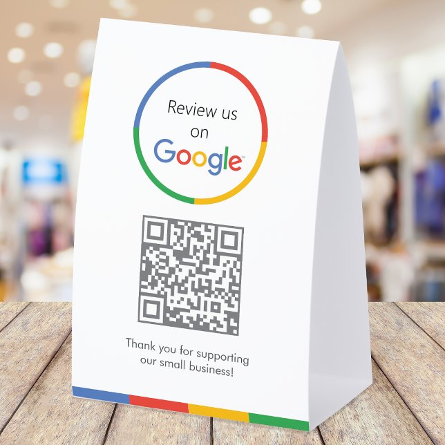 Google Reviews Tabletop Sign | QR Code Table Tent (Gain Google reviews & grow your business with this editable rating request tabletop paper sign.)