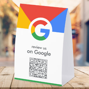 Google Reviews Tabletop Sign   QR Code Table Tent