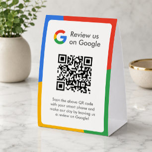 Google Reviews Tabletop Sign QR Code Table Tent
