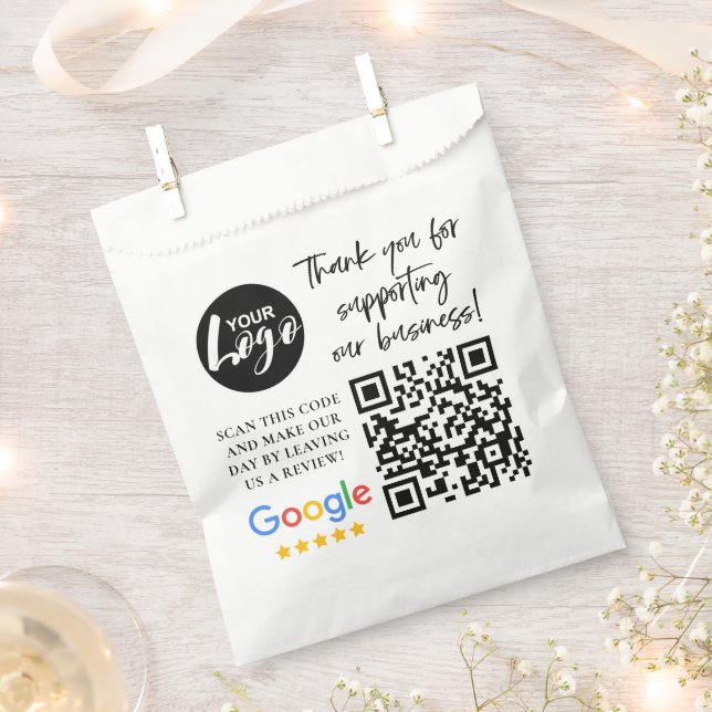 Google Reviews Thank You Logo QR Code Favour Bag (Clipped)