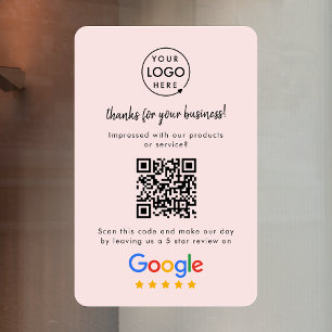 Google Reviews Window Cling   QR Code Vinyl Decal