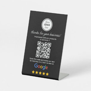 Google Reviews with Link QR Code Black Pedestal Sign