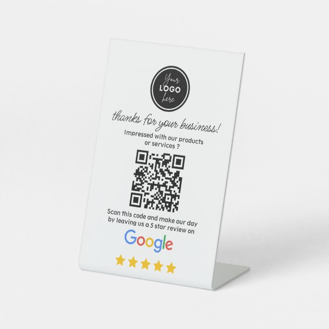 Google Reviews with Link QR Code  Pedestal Sign (Front)